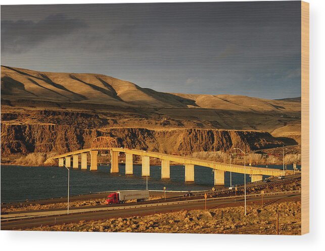 Columbia River Wood Print featuring the photograph Across The Columbia River by DArcy Evans