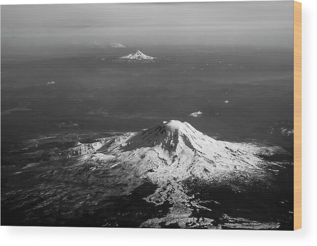 Landscapes Wood Print featuring the photograph Adams Hood Jefferson and the Three Sisters by Mary Lee Dereske