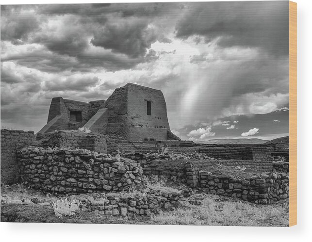 Pecos Wood Print featuring the photograph Adobe, Stones, and Rain by James Barber