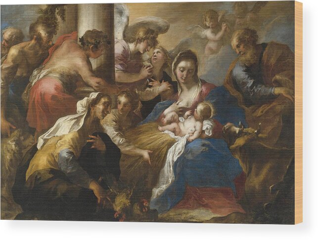 Valerio Castello Wood Print featuring the painting Adoration of the Shepherds by Valerio Castello
