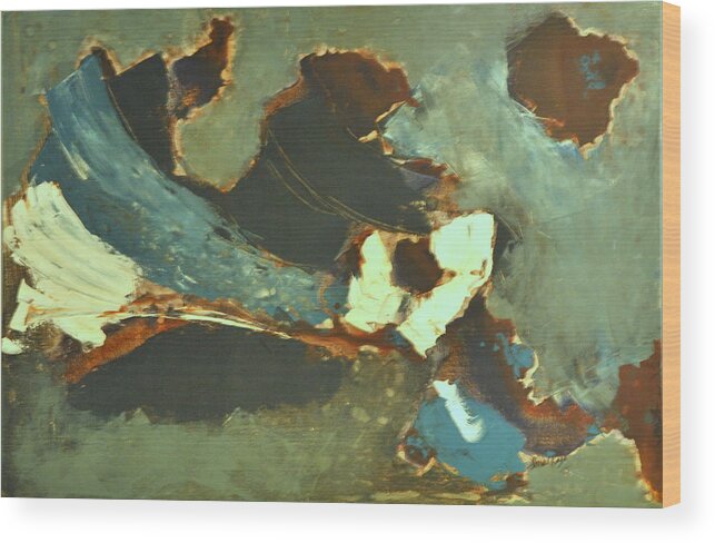 Abstract Wood Print featuring the painting Adrift by Sonal Raje