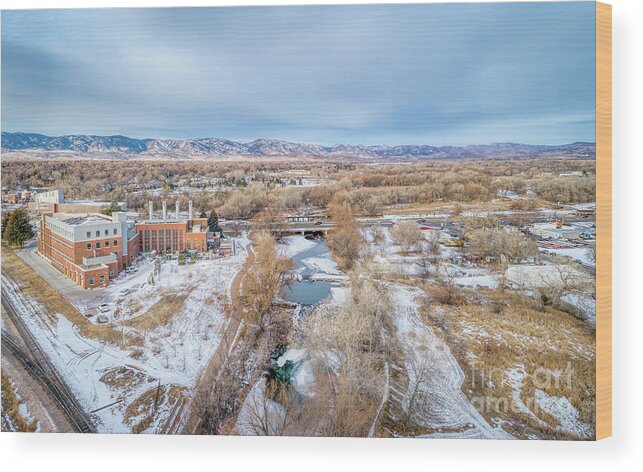 Colorado Wood Print featuring the photograph aerial cityscape of Fort Collins by Marek Uliasz