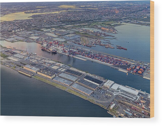 Aerial View Wood Print featuring the photograph Aerial View Bayonne Container Terminal by Susan Candelario