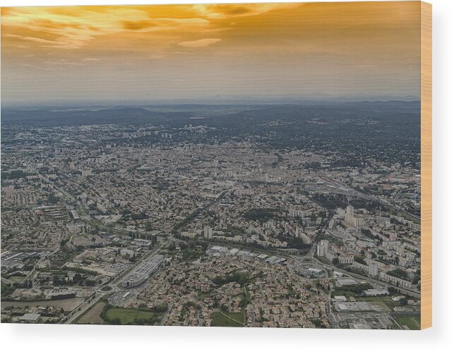 Aerial View Wood Print featuring the photograph Aerial View Nimes City by Scott Carruthers