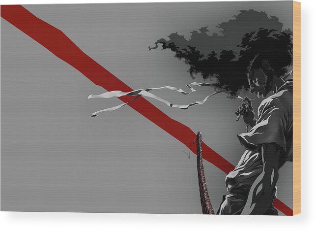 Afro Samurai Wood Print featuring the digital art Afro Samurai by Maye Loeser