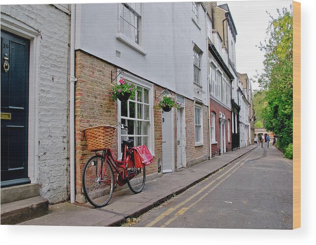 Cambridge Wood Print featuring the photograph Afternoon with a bike. by Elena Perelman