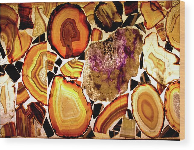 Agate Slices Wood Print featuring the photograph Agate Slices Moqui Cave Museum Kanab Utah 02 by Thomas Woolworth