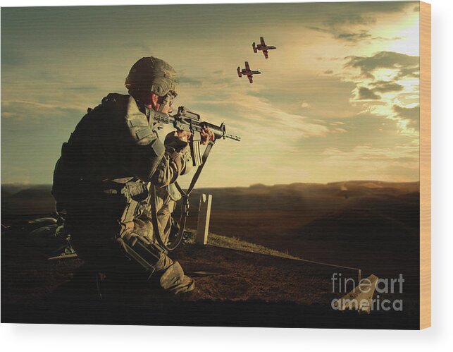 Soldier Wood Print featuring the digital art Air Support by Airpower Art