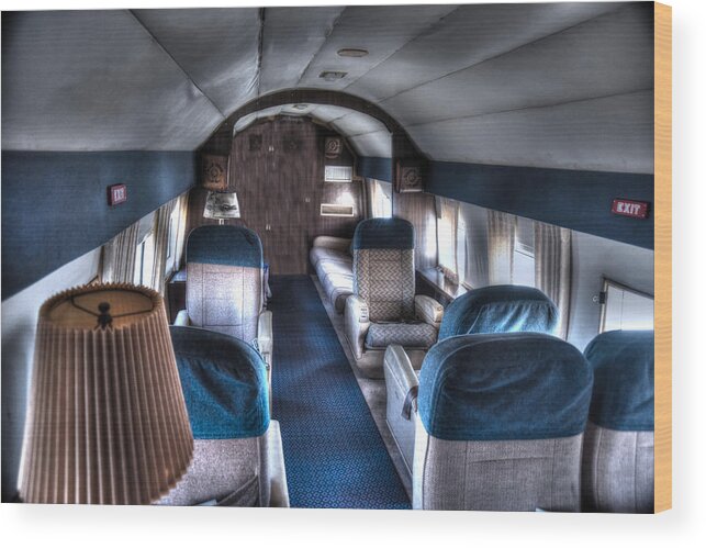 Beech Model 18 Wood Print featuring the photograph Airplane Interior by Richard Gehlbach