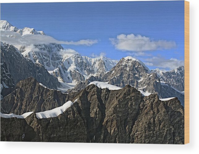 Alaska Wood Print featuring the photograph Alaska Mountain Range by Waterdancer 