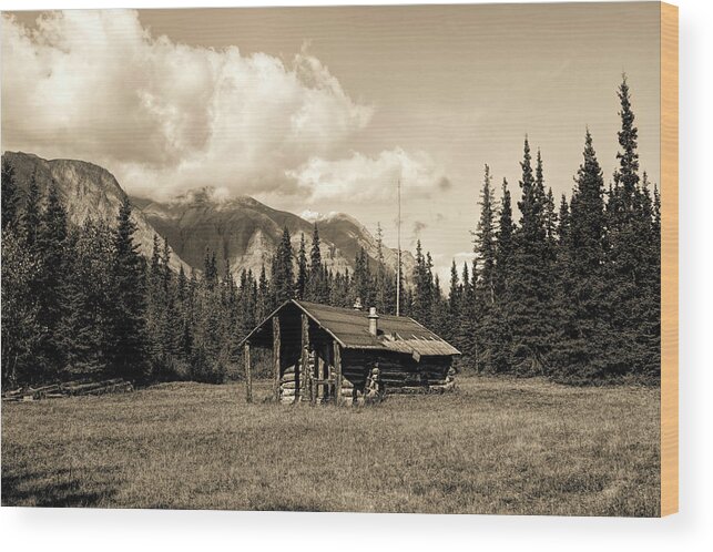 Alaska Wood Print featuring the photograph Alaska Trapper Cabin by Fred Denner