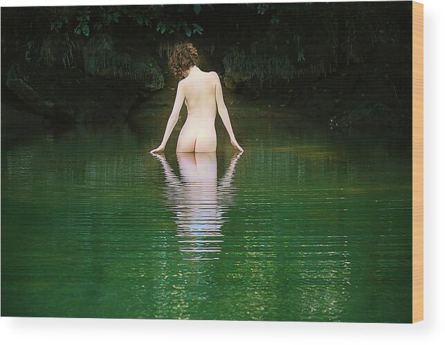 Nude Wood Print featuring the photograph All Alone by David Naman
