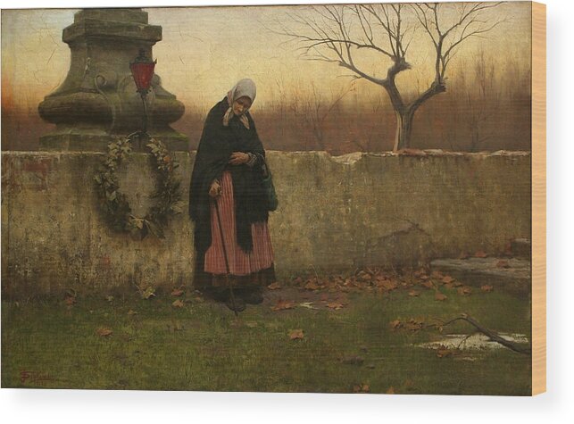 Jakub Schikaneder Wood Print featuring the painting All Souls Day by MotionAge Designs