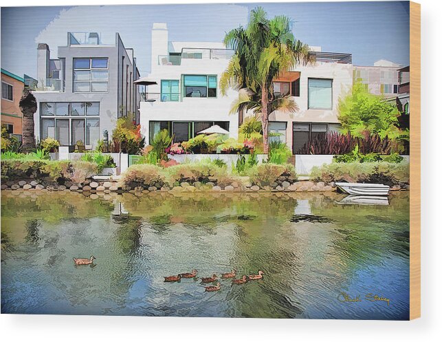 Along The Venice Canals Wood Print featuring the photograph Along the Venice Canals by Chuck Staley