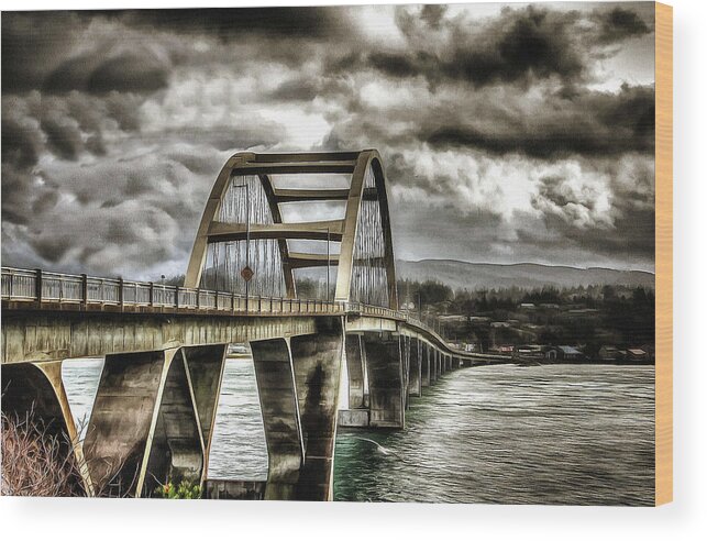 Waldport Oregon Wood Print featuring the photograph Alsea Bay Bridge by Thom Zehrfeld