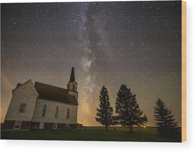 Milky Way Wood Print featuring the photograph Amen by Aaron J Groen