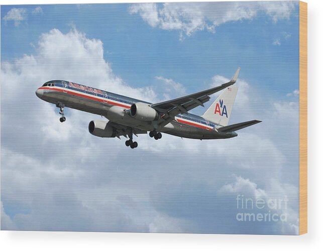 Boeing Wood Print featuring the digital art American Airlines Boeing 757 by Airpower Art