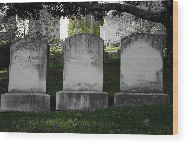 Sleepy Hollow Cemetery Wood Print featuring the photograph Among the Tombstones by Colleen Kammerer