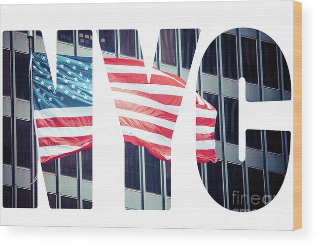 Stock Wood Print featuring the photograph An American flag in New York. by Mariusz Prusaczyk