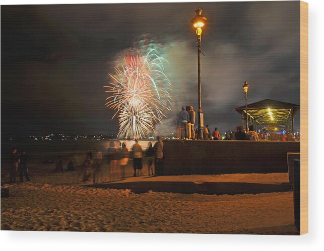 Revere Wood Print featuring the photograph An impressive display Revere Beach Fireworks 2015 2 by Toby McGuire