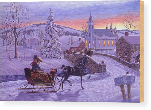 Christmas Wood Print featuring the painting An Old Fashioned Christmas by Richard De Wolfe