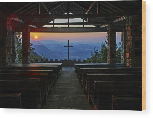 Chapel Wood Print featuring the photograph An Outdoor Mountain Chapel  Symmes Chapel aka Pretty Place Greenville SC by Willie Harper