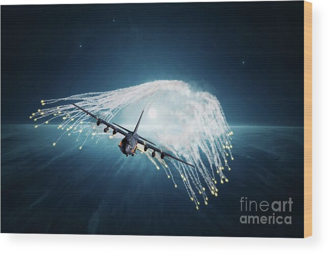 Ac130 Wood Print featuring the digital art Angel Protector by Airpower Art