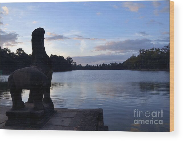Angkor Wat Wood Print featuring the photograph Angkor Sunrise 4 by Andrew Dinh