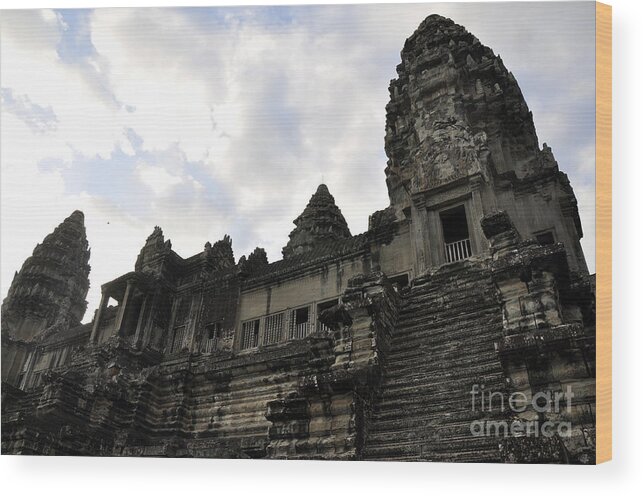 Angkor Wat Wood Print featuring the photograph Angkor Wat 8 by Andrew Dinh