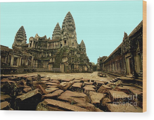  Wood Print featuring the digital art Angkor Wat by Darcy Dietrich