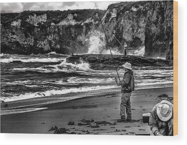  Wood Print featuring the photograph Angler on the Beach by Patrick Boening