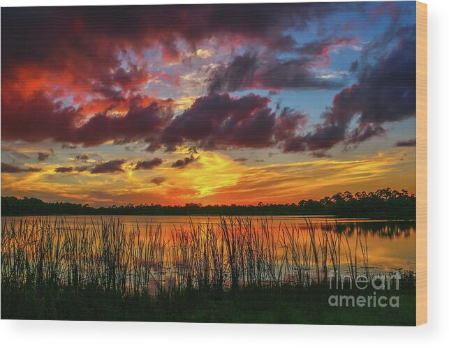 Cloud Wood Print featuring the photograph Angry Cloud Sunset by Tom Claud