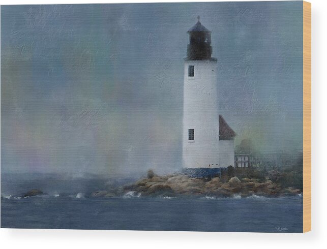 Lighthouse Wood Print featuring the digital art Anisquam Rain by Sand And Chi