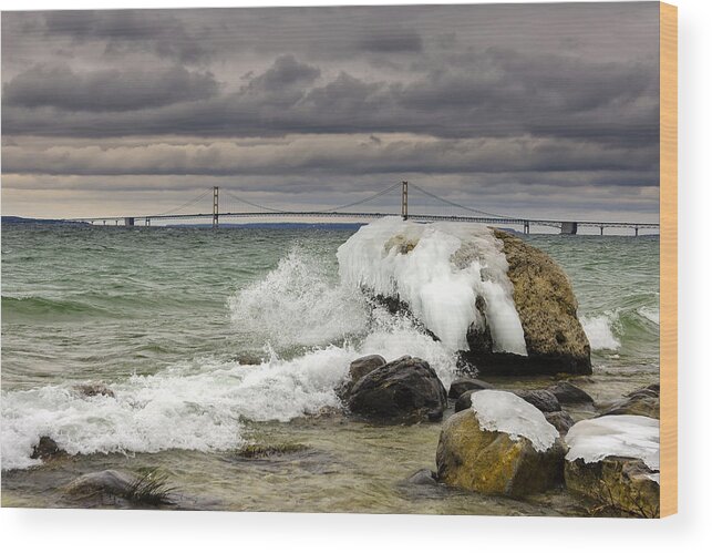  Mackinac Bridge Wood Print featuring the photograph Another Point of View by Steve L'Italien