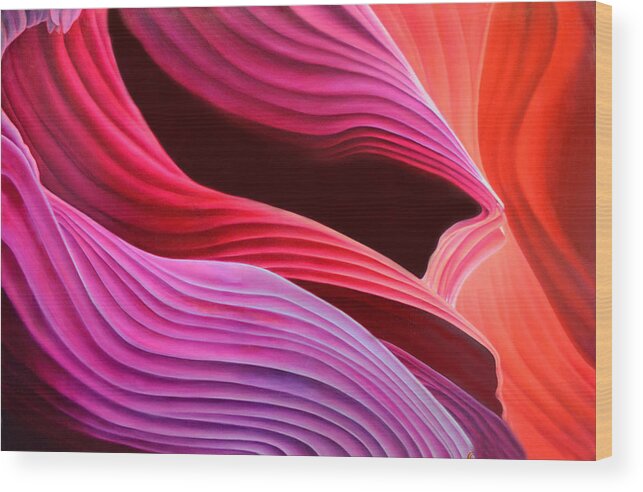 Antelope Canyon Wood Print featuring the painting Antelope Waves by Anni Adkins