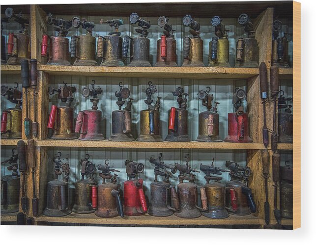 Antique Blow Torch Wood Print featuring the photograph Antique Blow Torch by Paul Freidlund