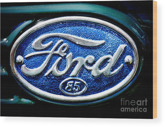1939 Wood Print featuring the photograph Antique Ford Badge by Olivier Le Queinec