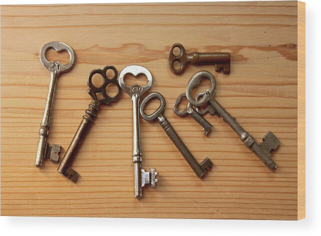 Still Life Wood Print featuring the photograph Antique Keys by Ira Marcus