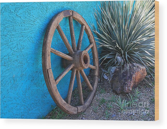 Wagon Wheel Wood Print featuring the photograph Antique Wagon Wheel by Teresa Zieba