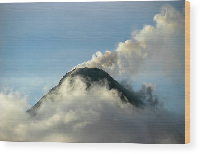 Arenal Wood Print featuring the photograph Arenal Volcano Above the Clouds by Ted Keller