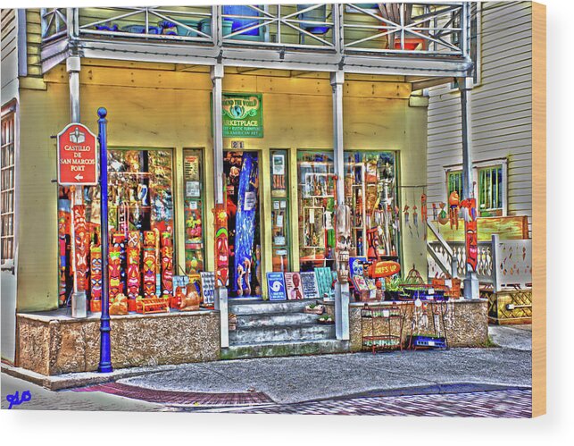 Around The World Marketplace Wood Print featuring the photograph Around the World Marketplace Saint Augustine by Gina O'Brien