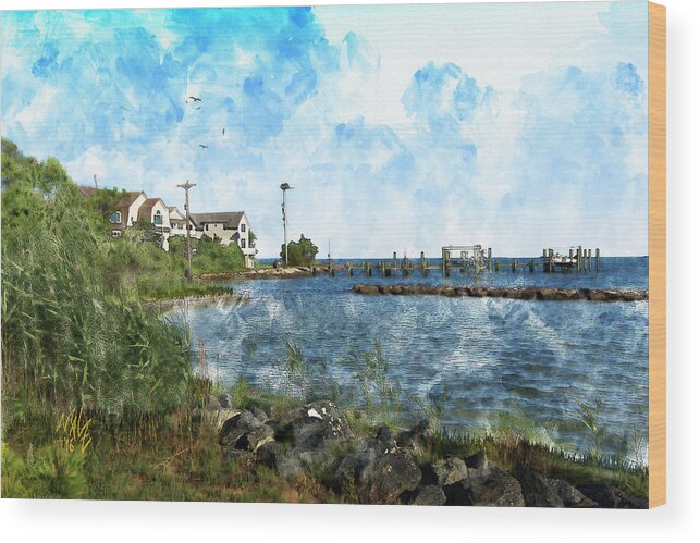 Chesapeake Bay Wood Print featuring the digital art Arundel on the Bay by Mal-Z