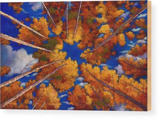 Autumn Aspen Wood Print featuring the painting Aspen Vortex by Johnathan Harris