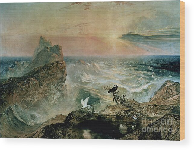 Assuaging Of The Waters By John Martin (1789-1854) Wood Print featuring the painting Assuaging of the Waters by John Martin