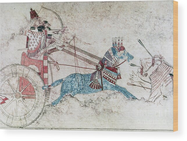 730 B.c. Wood Print featuring the painting Assyrian King 730 Bc by Granger