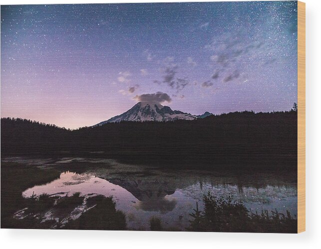 Mount Rainier Wood Print featuring the photograph Astro Mountain by Kristopher Schoenleber