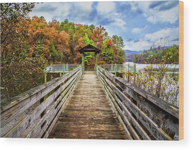 Appalachia Wood Print featuring the photograph At the End of the Dock by Debra and Dave Vanderlaan