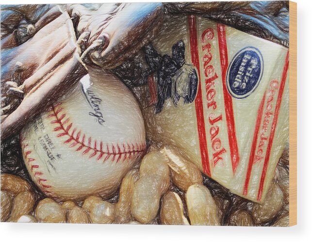 Baseball Wood Print featuring the photograph At the Old Ball Game 2 by John Freidenberg