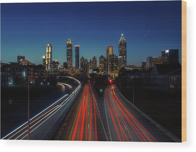 Landscape Wood Print featuring the photograph Atlanta Skyline 1 by Kenny Thomas