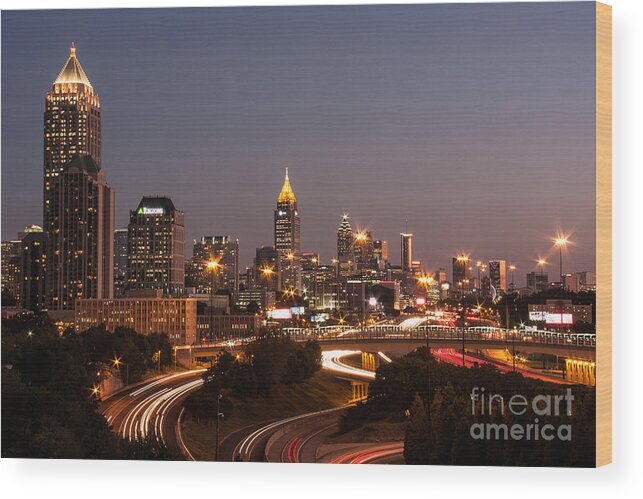 Atlanta Wood Print featuring the photograph Atlanta Skyline - SCAD by Jennifer Ludlum